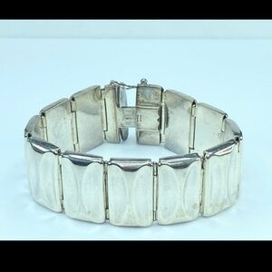 Sterling Silver panel bracelet 54 grams. Unusual! Made in Italy.